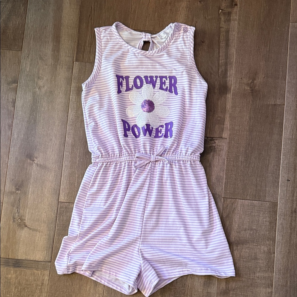 Charming Purple Striped girls Romper